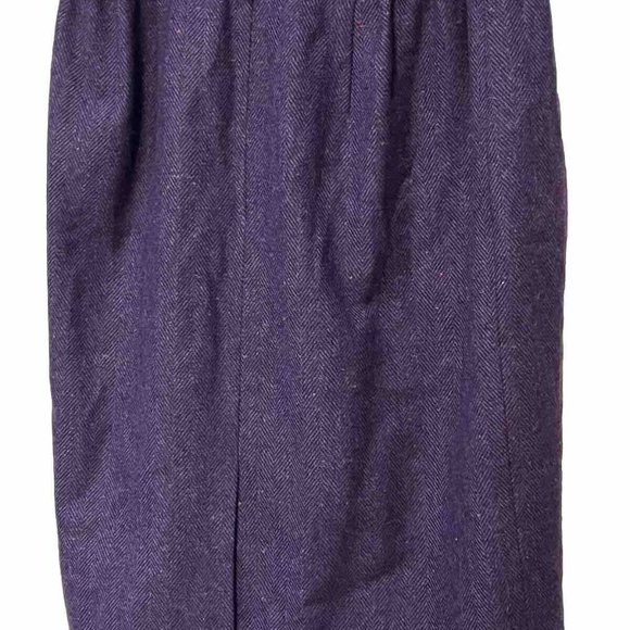 Talbots Woman Wool Eggplant Purple Skirt Career Work Herringbone Tweed Sz 12W - Picture 3 of 6
